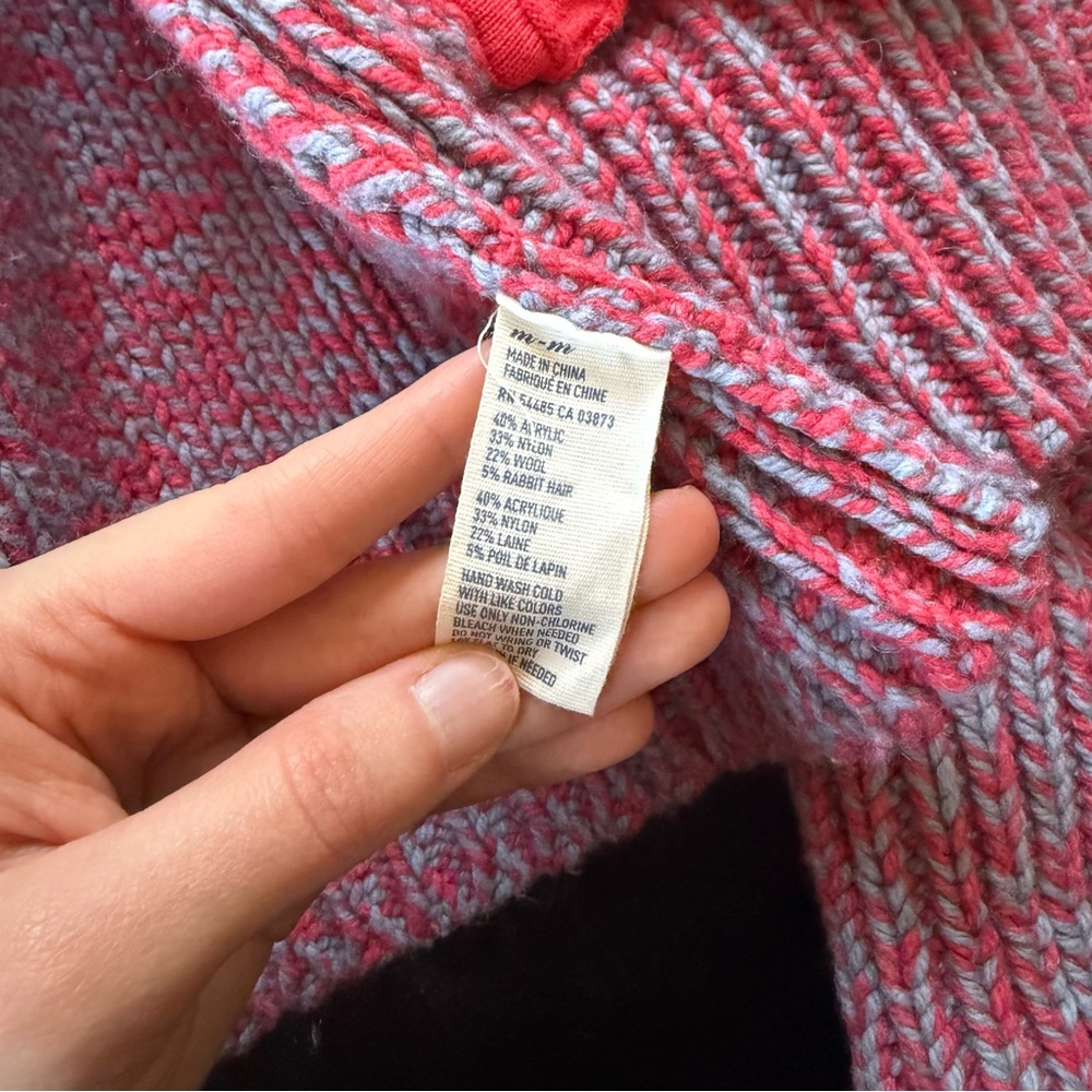 American Eagle Grannycore/Cabincore Hot Pink and Purple Knitted Cardigan - Picture 6 of 7